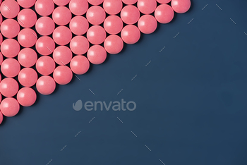 Red Pills Flat Lay on Blue Border Background / Photodune, Misc