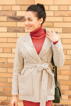 Beautiful african american businesswoman with an afro hairstyle. Mixed race girl walking. / Photodune, Misc