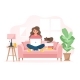 Home Office Concept Woman on a Sofa Working - GraphicRiver Item for Sale