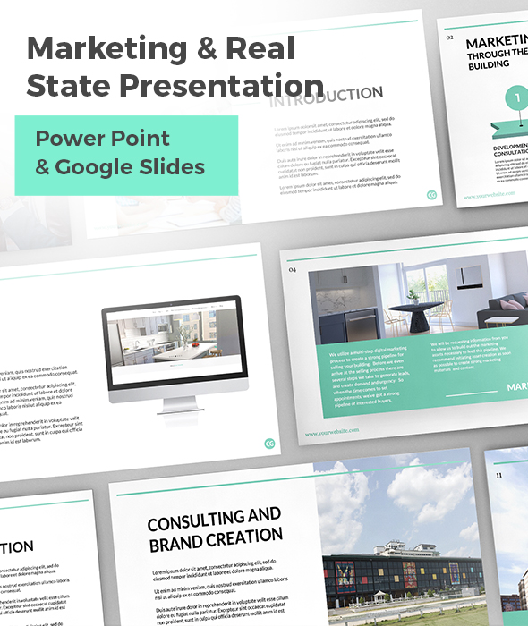 Marketing & Real state Green Presentation Power Point & Google Slides Template
