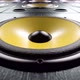 Close-up of Audio Speaker with Yellow Membrane Playing Rhythmic Club Dance Music - VideoHive Item for Sale