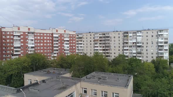Aerial view of empty preschool building in city 17