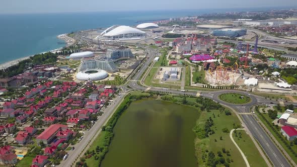 Sochi Russia  20 June 2021 Olympic Flame Fisht Arena Adler Arena Ice Sports Iceberg