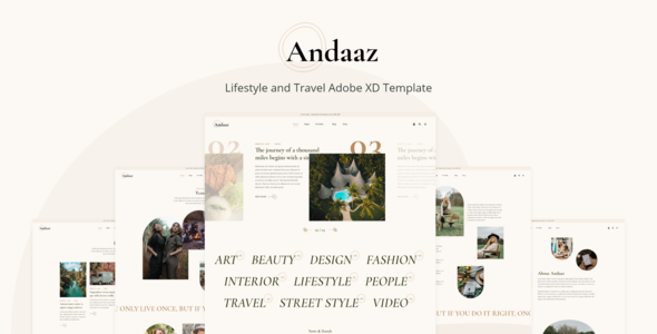 Andaaz - Lifestyle and Travel Blog Adobe XD Template
