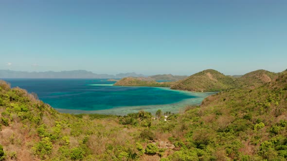 Tropical Island with Sandy Beach Philippines Palawan