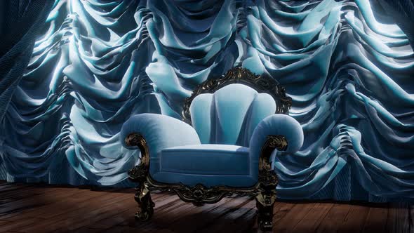 Luxurious Theater Curtain Stage with Chair alt