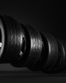 3d illustration. Four car wheels on black background. Poster or cover design. - PhotoDune Item for Sale