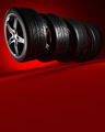 3d illustration. Four car wheels on red background. Poster or cover design. - PhotoDune Item for Sale