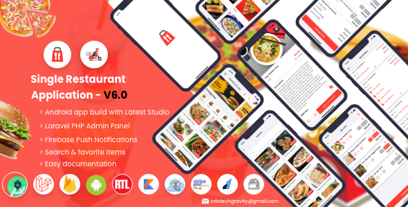 Single Restaurant - Android User & Delivery Boy Apps With Laravel Admin Panel