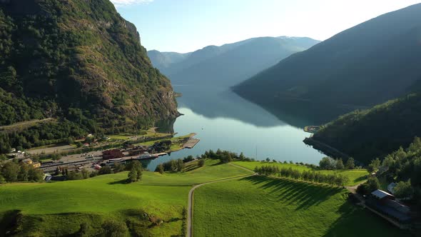 Aurlandsfjord Town Of Flam at Dawn