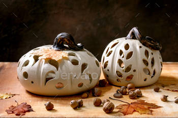 Halloween decorations, hand crafted ceramic pumpkins / Photodune, Misc