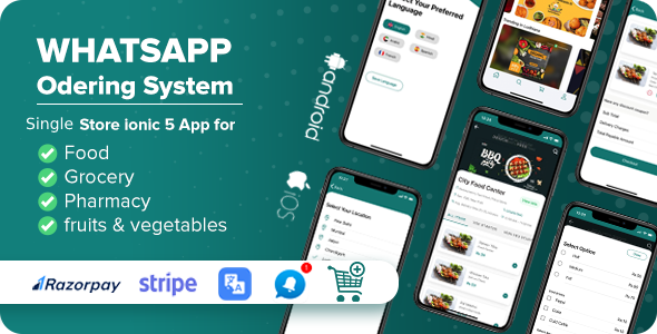 Whatsapp Ordering - Multi Purpose Single Store ionic 5 App Complete solution with Laravel Backend