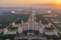 Moscow state university at foggy sunrise. Russia. Aerial view. - PhotoDune Item for Sale