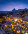 Zermatt Town and Matterhorn Mountain at Winter Night. Swiss Alps, Switzerland. Aerial View - PhotoDune Item for Sale
