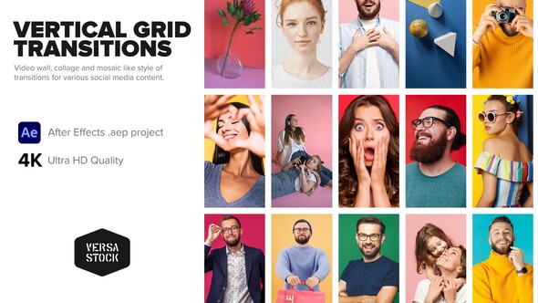 Vertical Super Grid Transitions Video Wall 4K