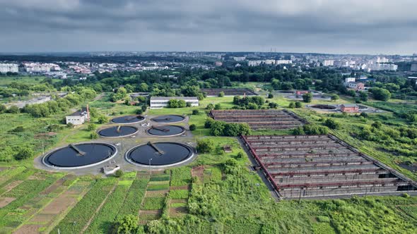 Aerial View of Wastewater Treatment Plant