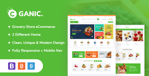 Ganic - Grocery store Responsive HTML5 Template