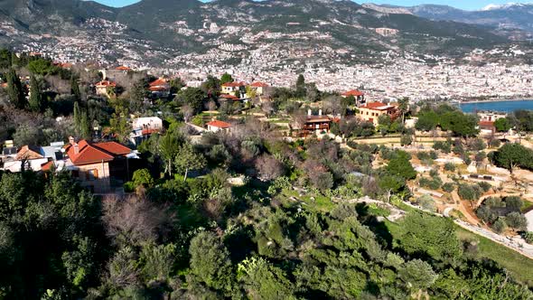 Old Fortress on the Mountain Aerial View 4 K