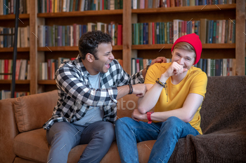 ソファに座って笑っている2人の若いハンサムな男性 / Photodune, Misc