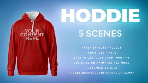 Hoodie Mockup Template - 5 Scenes - Animated Mockup PRO