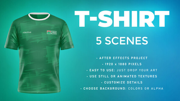 T-shirt II - 5 Scenes Mockup Template - Animated Mockup PRO