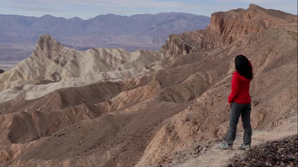 Asian Woman Hiking In Death Valley