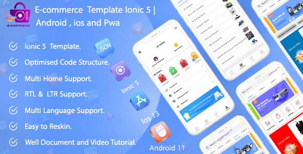 Ecommerce Ionic 5 App Template Android ios and pwa