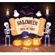 Halloween Party Poster with Pumpkin Skeletons  - GraphicRiver Item for Sale