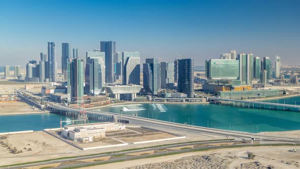 Aerial Skyline of Abu Dhabi City Centre From Above Timelapse