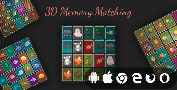 3D Memory Matching - Cross Platform Realistic Memory Game