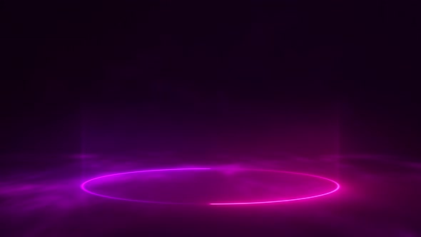 Neon Glowing Circle Stage Studio Background