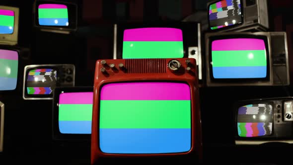 Polysexual Pride Flag on Retro TVs.