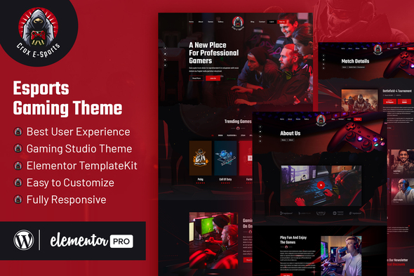 CROX |  Esports & Gaming Elementor Template Kit