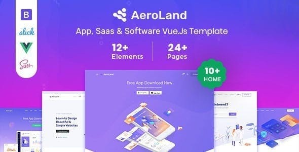 Aeroland - Vue JS App & Saas Landing Page Template