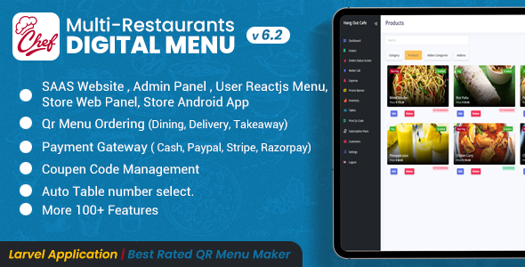 CHEF - SaaS - Contactless Multi-restaurant QR Menu Maker