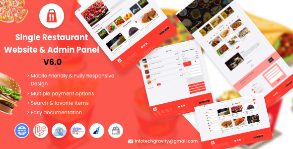 Single Restaurant -  Laravel Website & Admin Panel