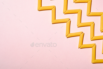 ern on pink background, top view copy space, abstract food