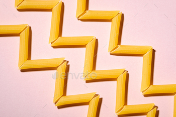ern on pink background, top view, abstract food