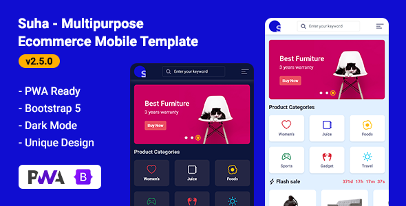 Suha - Multipurpose Ecommerce Mobile HTML Template