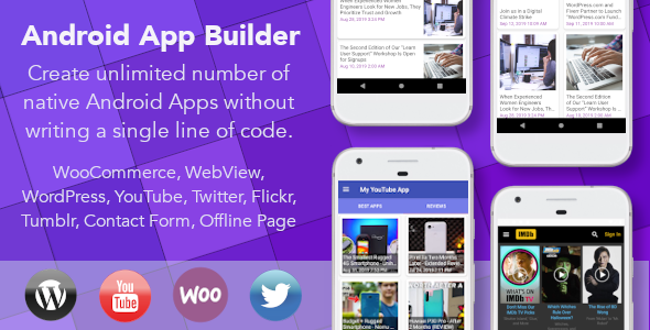 Android App Builder - WooCommerce, WebView, Wordpress & much more