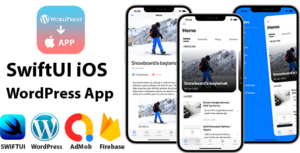 SwiftUI iOS WordPress App for Blog and News Site with AdMob, Firebase Push Notification and Widget