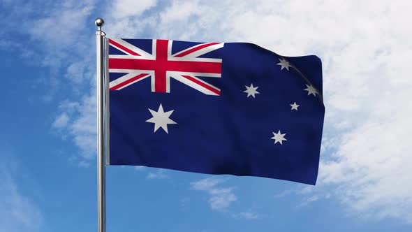 Flag of Australia with Sky Background