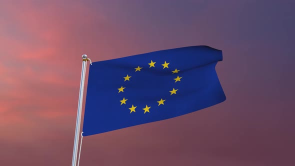 Flag Of European Union Waving 4k