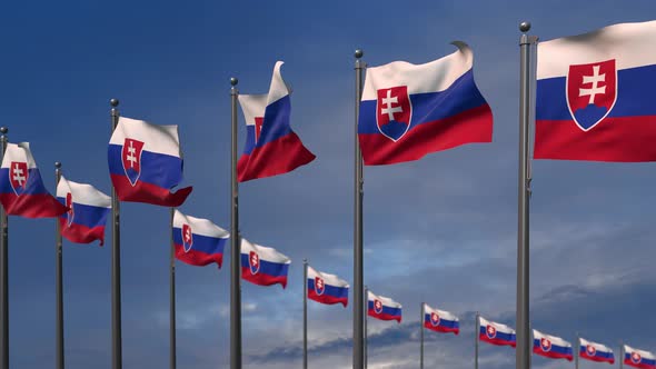 The Slovakia Flags Waving In The Wind  4K