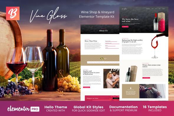 Vine Gloss - Wine Shop & Vineyard Elementor Template Kit