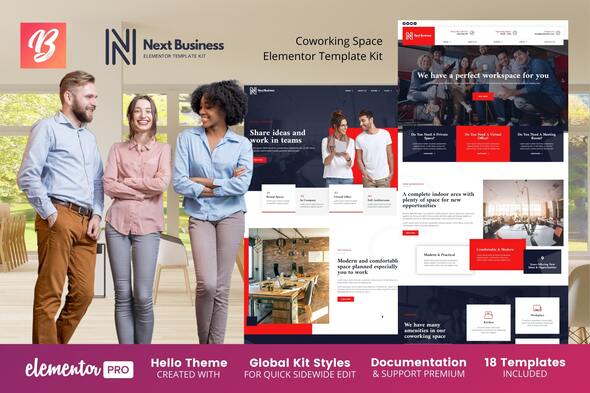 Next Business - Coworking Space Elementor Template Kit