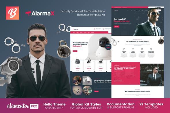 Alarmax - Security Services & Alarm Installation Elementor Template Kit