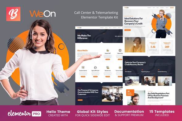 WeOn - Call Center & Telemarketing Elementor Template Kit