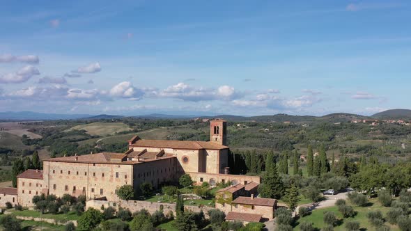 Aerial View of Saint Anna Monastery Camprena Toscana Italy