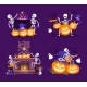 Set of Halloween Compositions of Pumpkins and - GraphicRiver Item for Sale